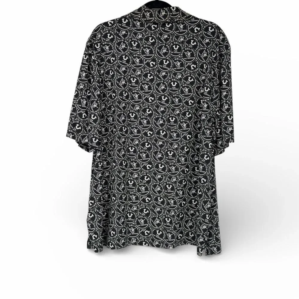 NWT True Religion Men’s Black and White Casual Shirt XL